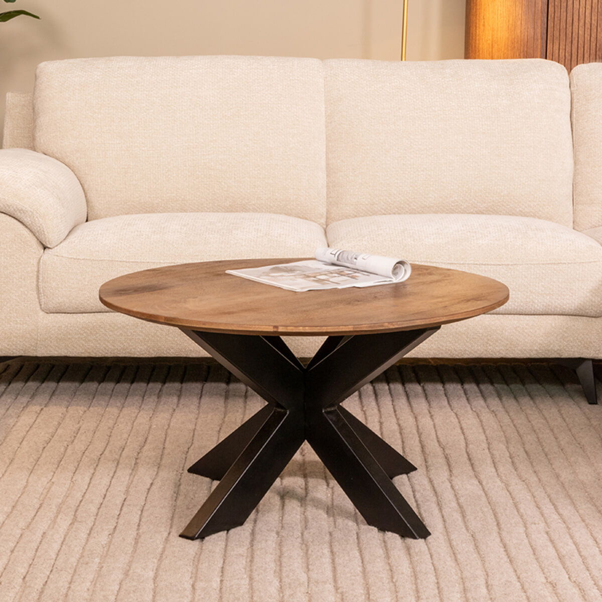LABEL51 Ronde Salontafel Otis Mangohout, 80cm - Naturel