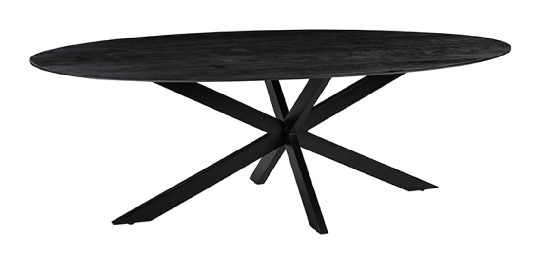 LABEL51 Ovale Eettafel James Mangohout, 240 x 110cm - Zwart