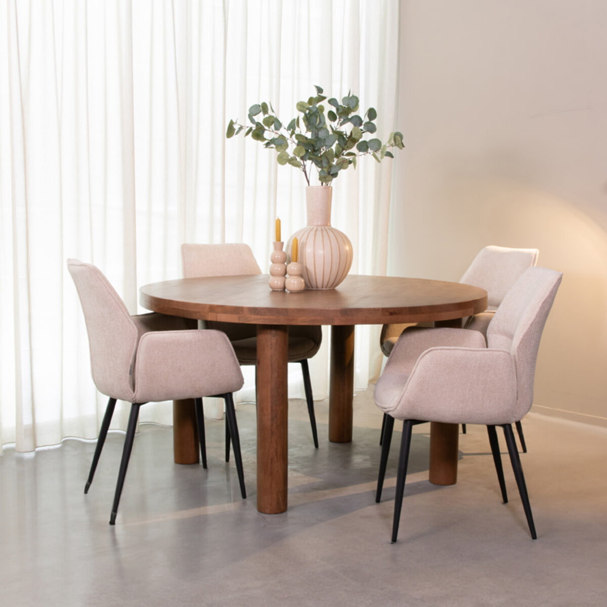 LABEL51 Ronde Eettafel Elly Mangohout, 140cm - Naturel