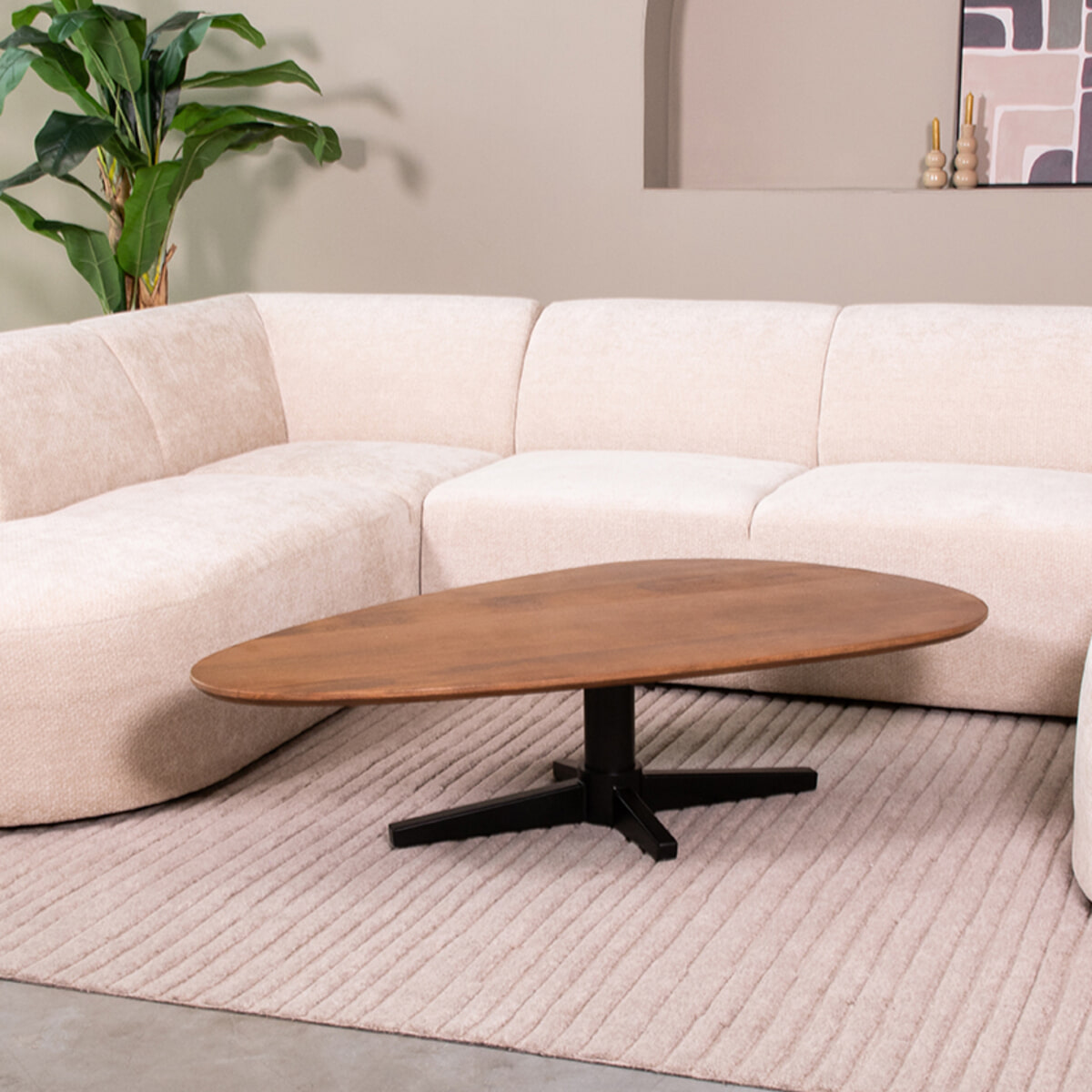 LABEL51 Organische Salontafel Rosie Mangohout, 140 x 75cm - Naturel
