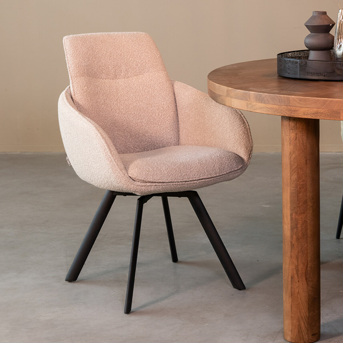 LABEL51 Eetkamerstoel Beauty Bouclé - Naturel
