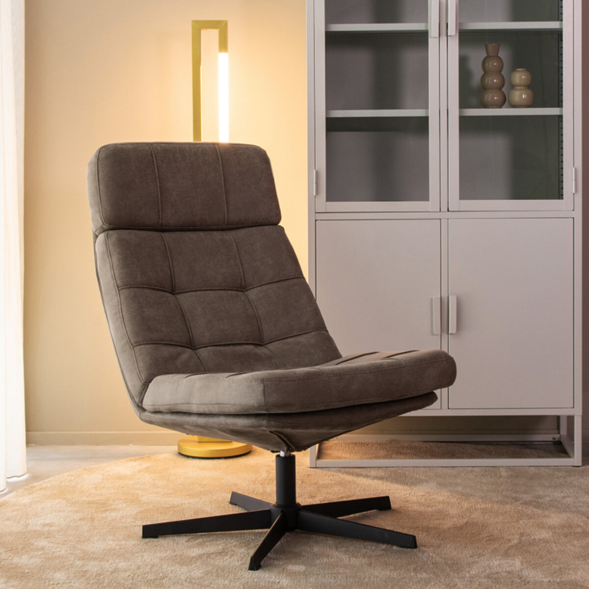 LABEL51 Draaifauteuil Alvar Micro Suede - Taupe