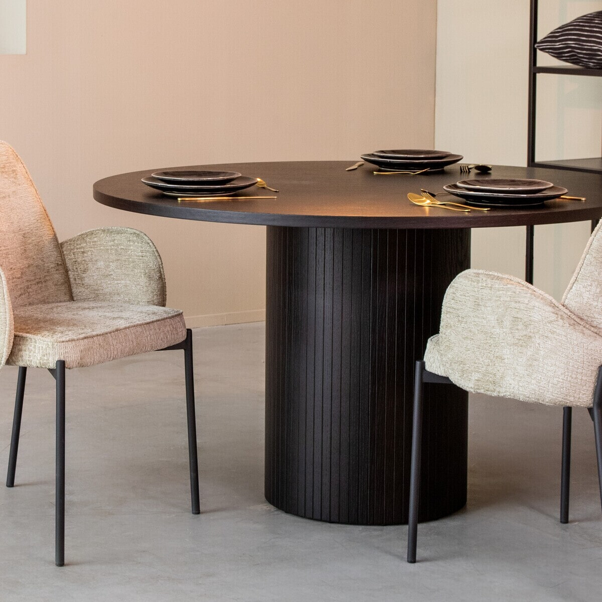 LABEL51 Ronde Eettafel Oliva Zwart Eiken, 130cm
