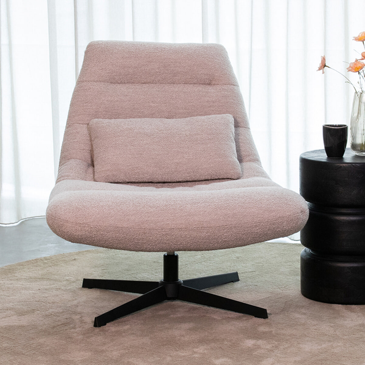 LABEL51 Draaifauteuil Nox Bouclé - Naturel
