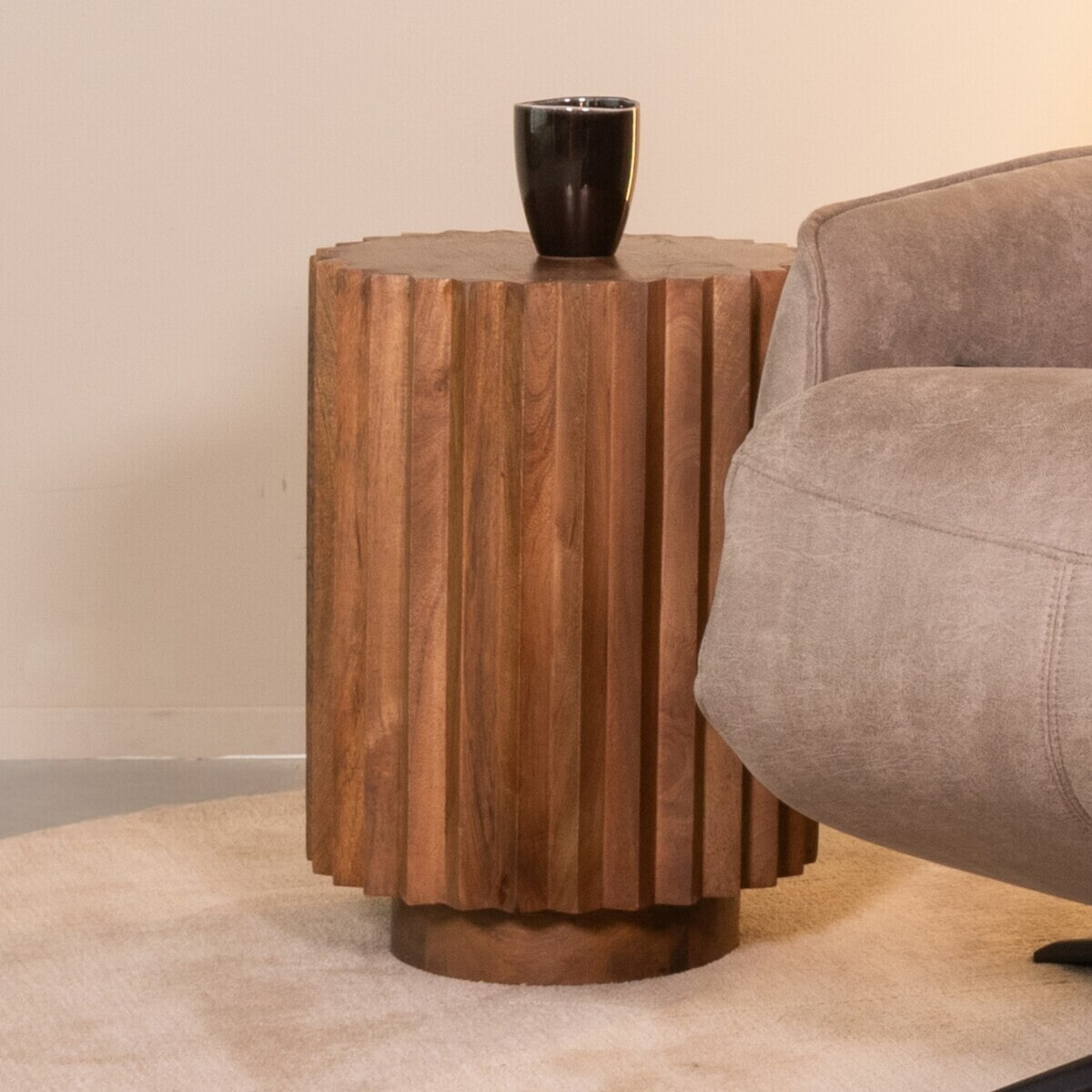 LABEL51 Ronde Bijzettafel 'Novan' Mangohout, 35cm