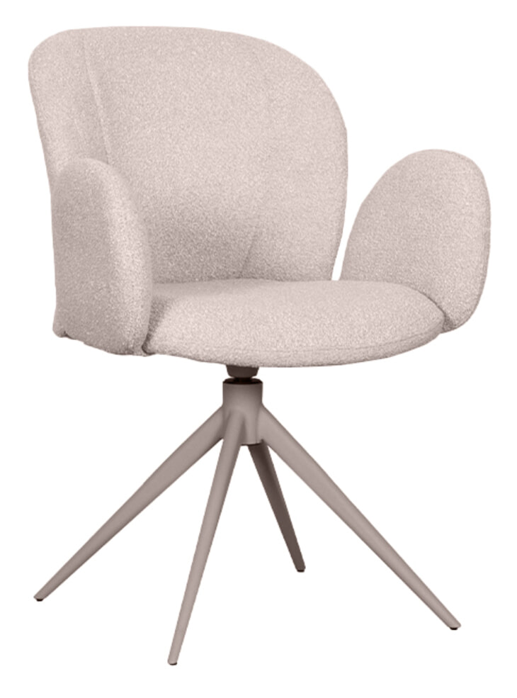 LABEL51 Draaibare Eetkamerstoel 'Kimball' Taupe frame, Bouclé, kleur Naturel