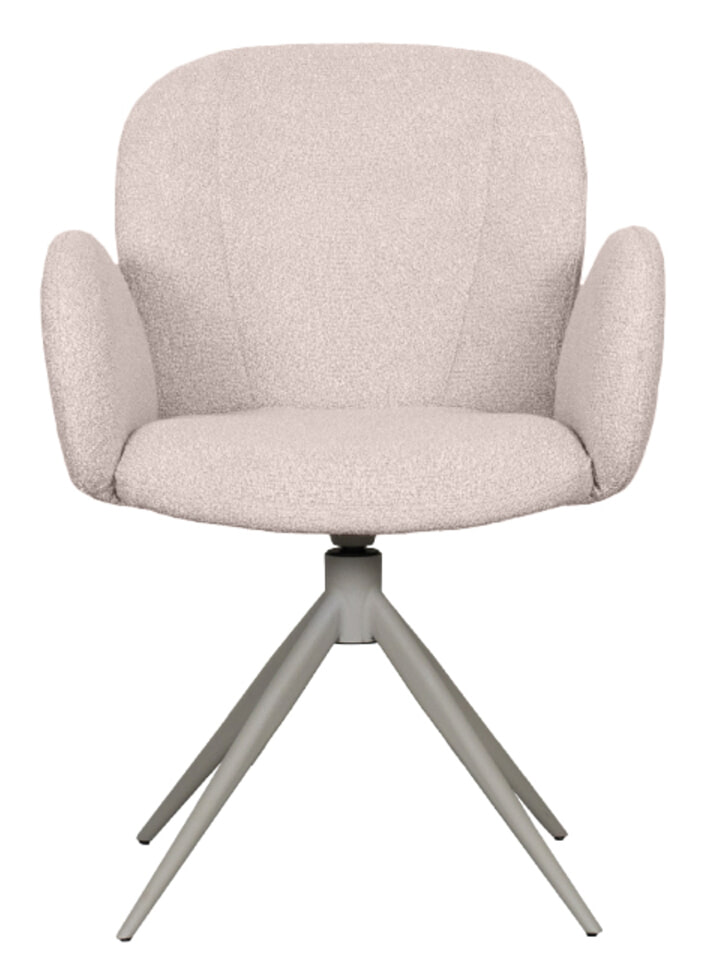 LABEL51 Draaibare Eetkamerstoel 'Kimball' Taupe frame, Bouclé, kleur Naturel