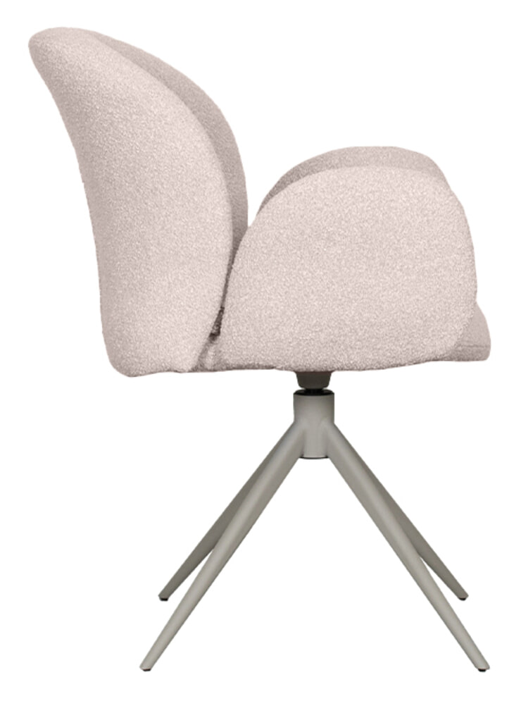 LABEL51 Draaibare Eetkamerstoel 'Kimball' Taupe frame, Bouclé, kleur Naturel