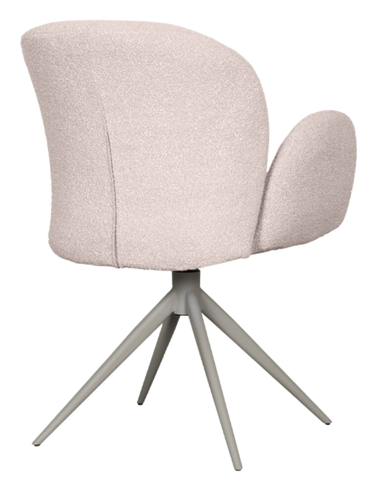 LABEL51 Draaibare Eetkamerstoel 'Kimball' Taupe frame, Bouclé, kleur Naturel