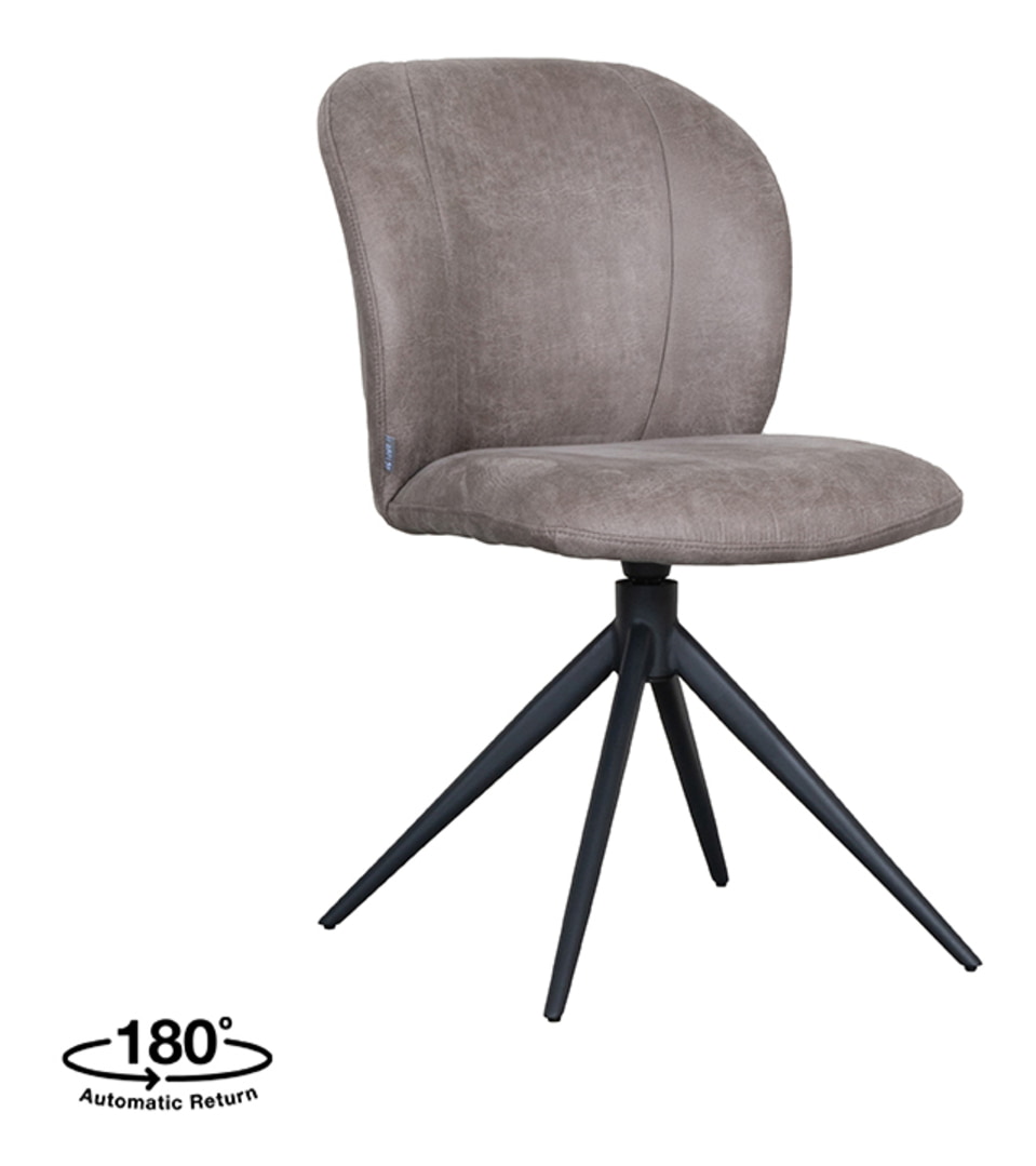 LABEL51 Draaibare Eetkamerstoel 'Kimo' Micro Suede, kleur Taupe