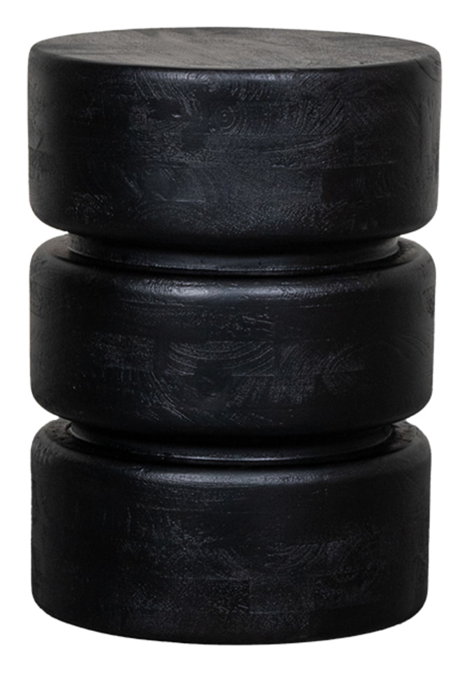 LABEL51 Ronde Bijzettafel 'Milly' Mangohout, 35cm, kleur Zwart