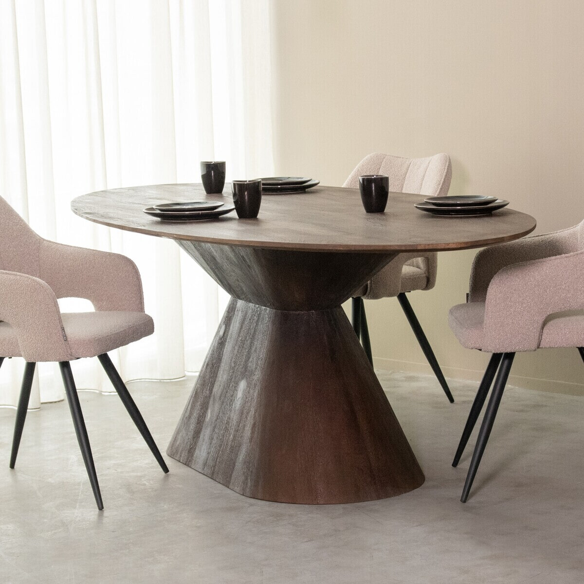 LABEL51 Ovale Eettafel 'Jagger' Espresso Mangohout, 220 x 110cm