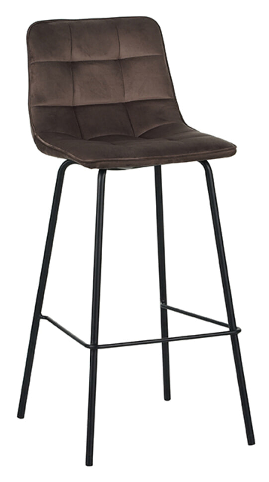 LABEL51 Barkruk Bistro Velvet - Taupe (zithoogte 78cm)
