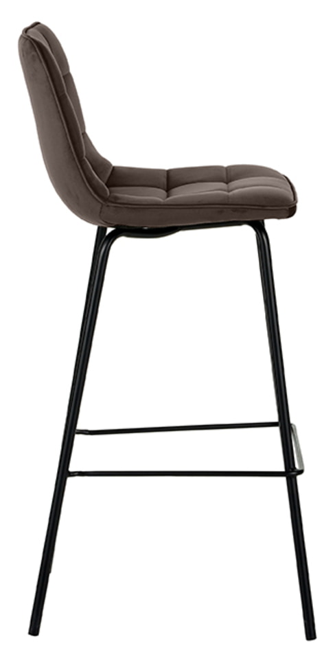 LABEL51 Barkruk 'Bistro' Velvet, kleur Taupe (zithoogte 78cm)