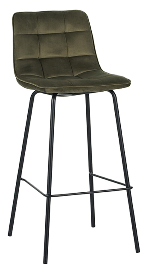 LABEL51 Barkruk Bistro Velvet - Hunter (zithoogte 78cm)