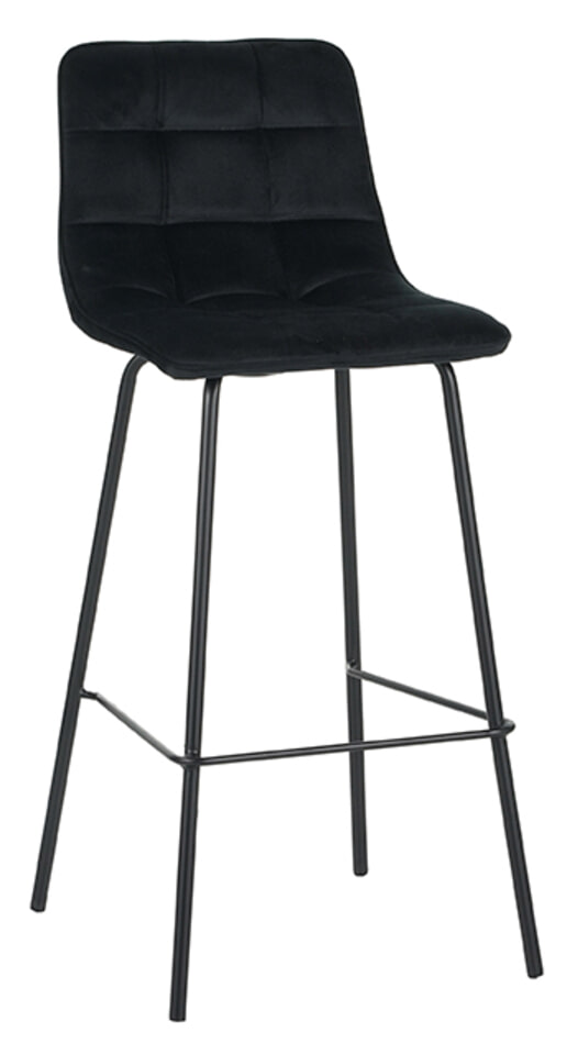 LABEL51 Barkruk Bistro Velvet - Zwart (zithoogte 78cm)