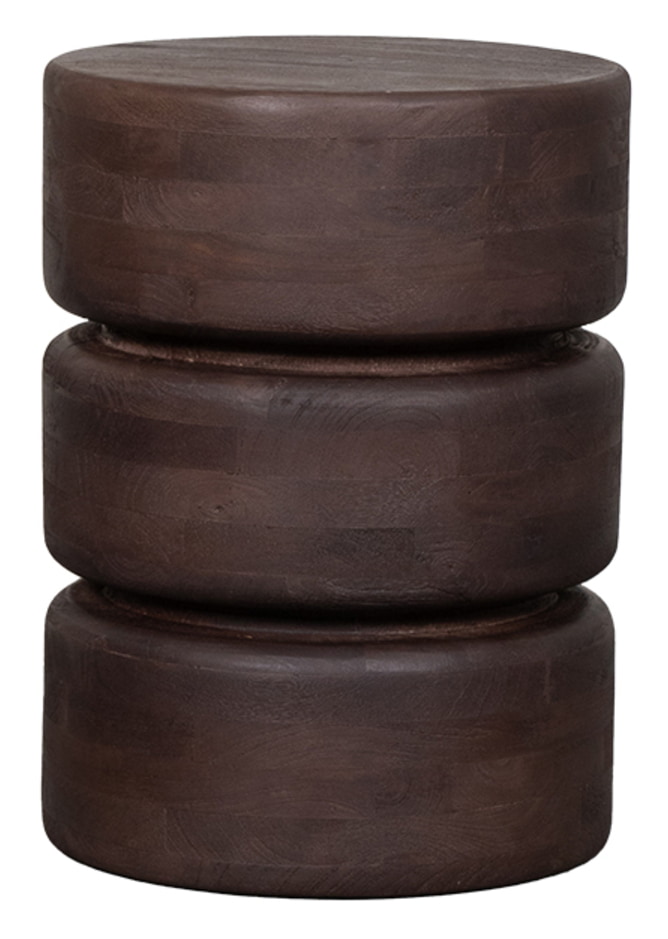 LABEL51 Ronde Bijzettafel 'Milly' Mangohout, 35cm, kleur Espresso