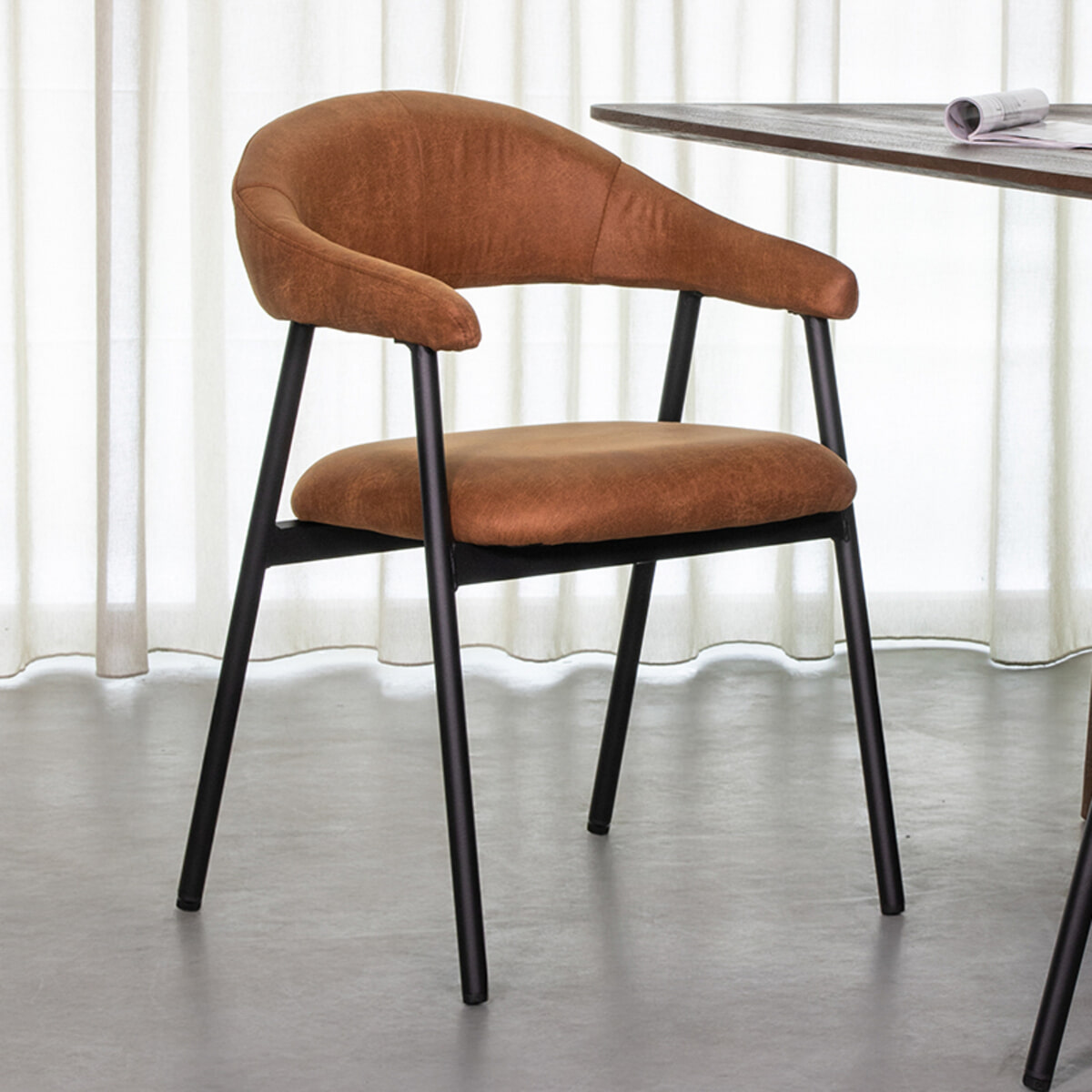 LABEL51 Eetkamerstoel 'Amaze' Micro Suede, kleur Cognac