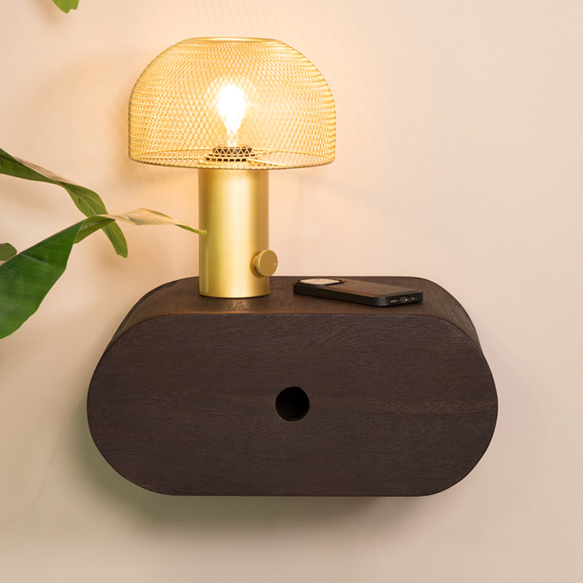 LABEL51 Zwevend Nachtkastje 'Rise' Mangohout, Met 1 lade