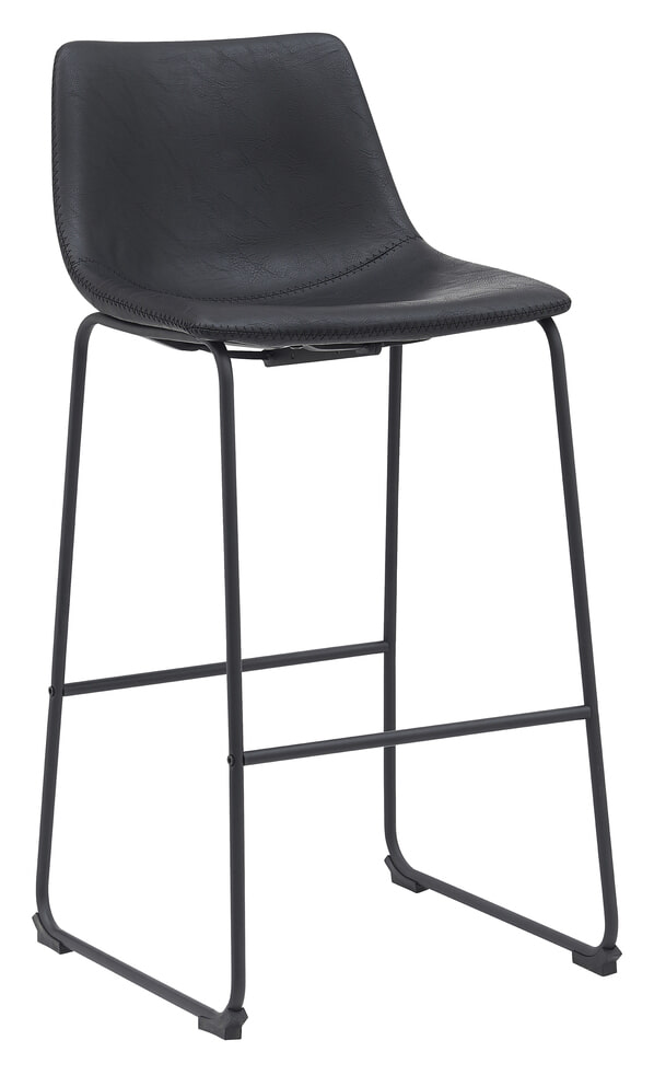 LABEL51 Barkruk Risto Lederlook - Zwart (zithoogte 75cm)