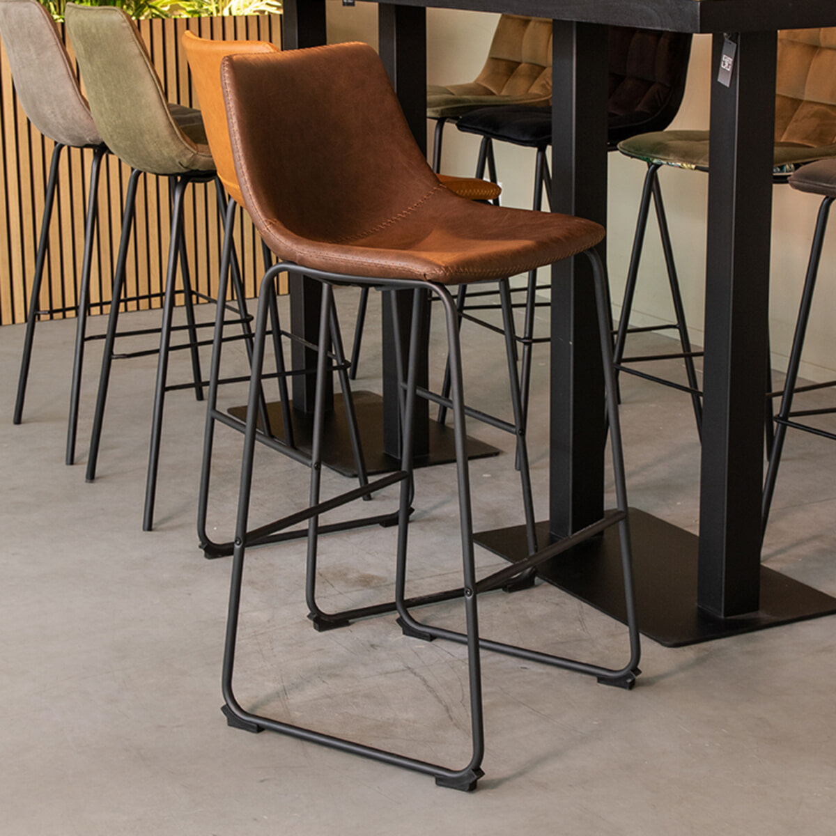 LABEL51 Barkruk 'Risto' Lederlook (zithoogte 75cm)