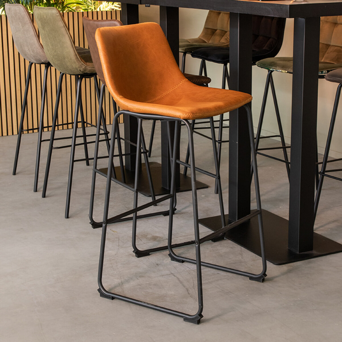 LABEL51 Barkruk Risto Lederlook - Cognac (zithoogte 75cm)