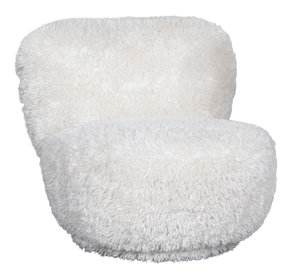 LABEL51 Draaifauteuil 'Doodle' Fluffy stof, kleur Crème