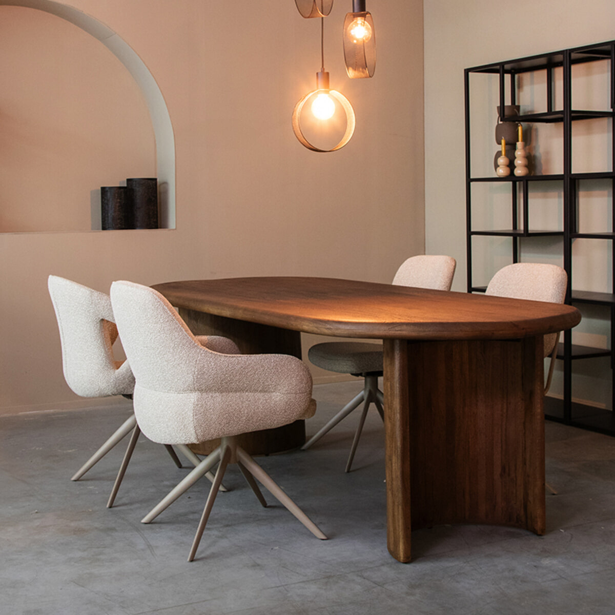 LABEL51 Ovale Eettafel Varia Espresso Mangohout, 240 x 100cm
