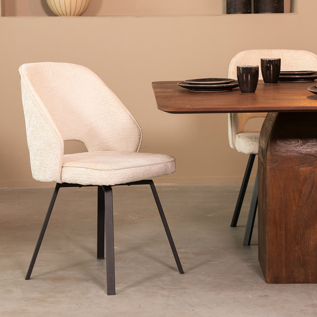 LABEL51 Draaibare Eetkamerstoel 'Lewis' Elegance stof