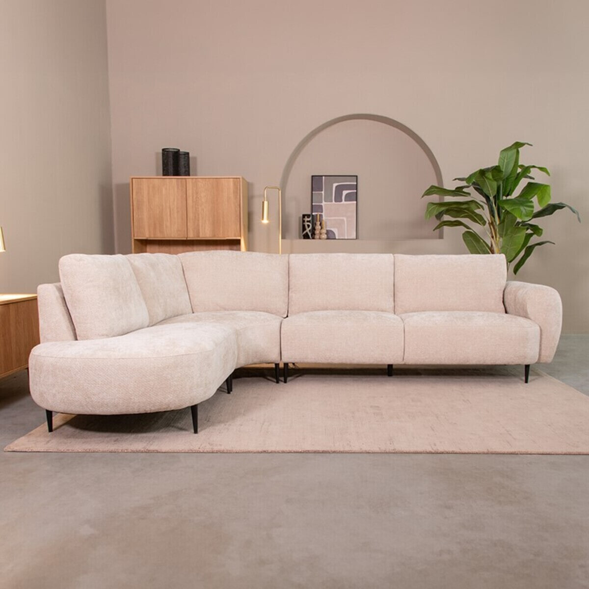 LABEL51 Hoekbank Milano Links, Elite stof - Naturel