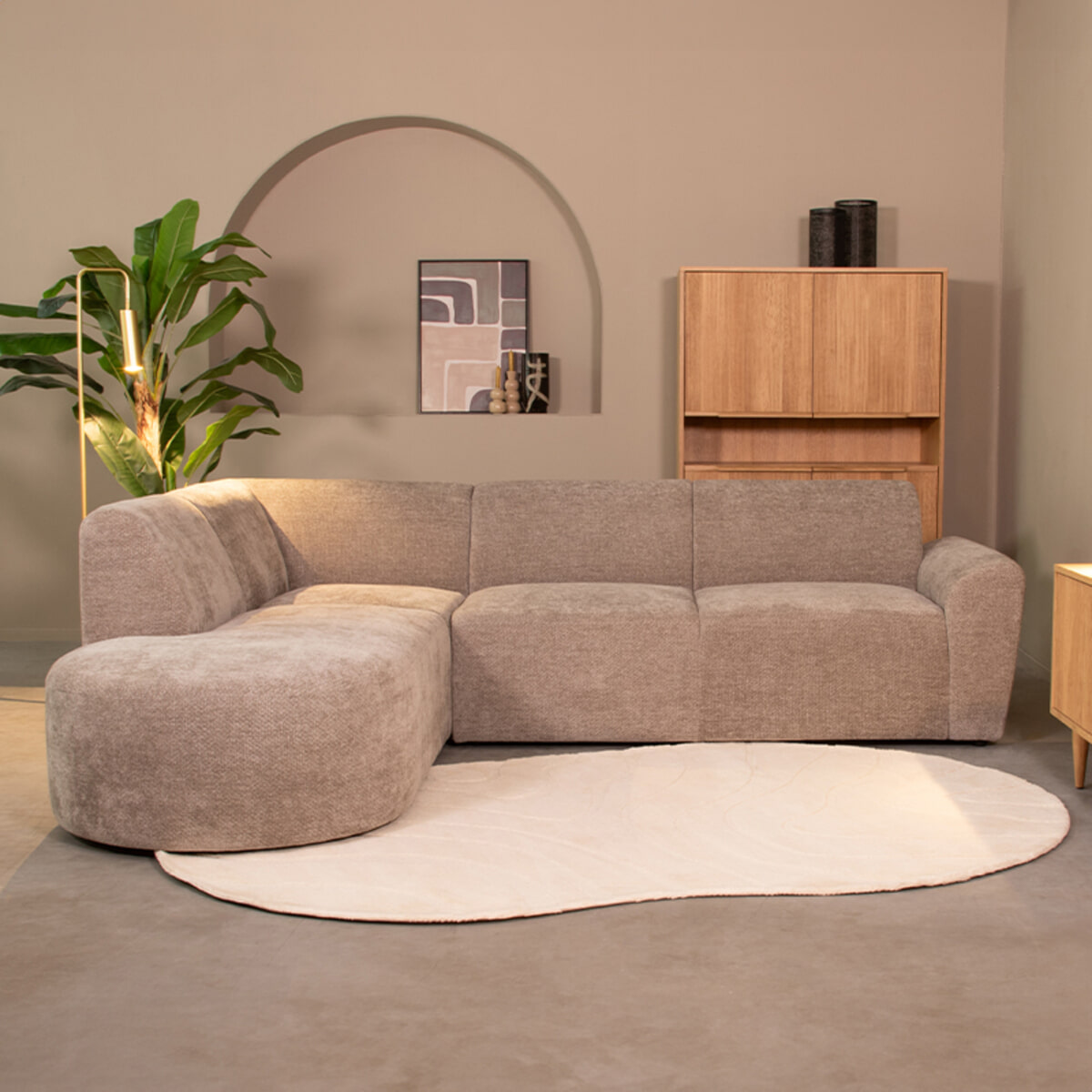 LABEL51 Hoekbank Espen Links, Elite stof - Stone