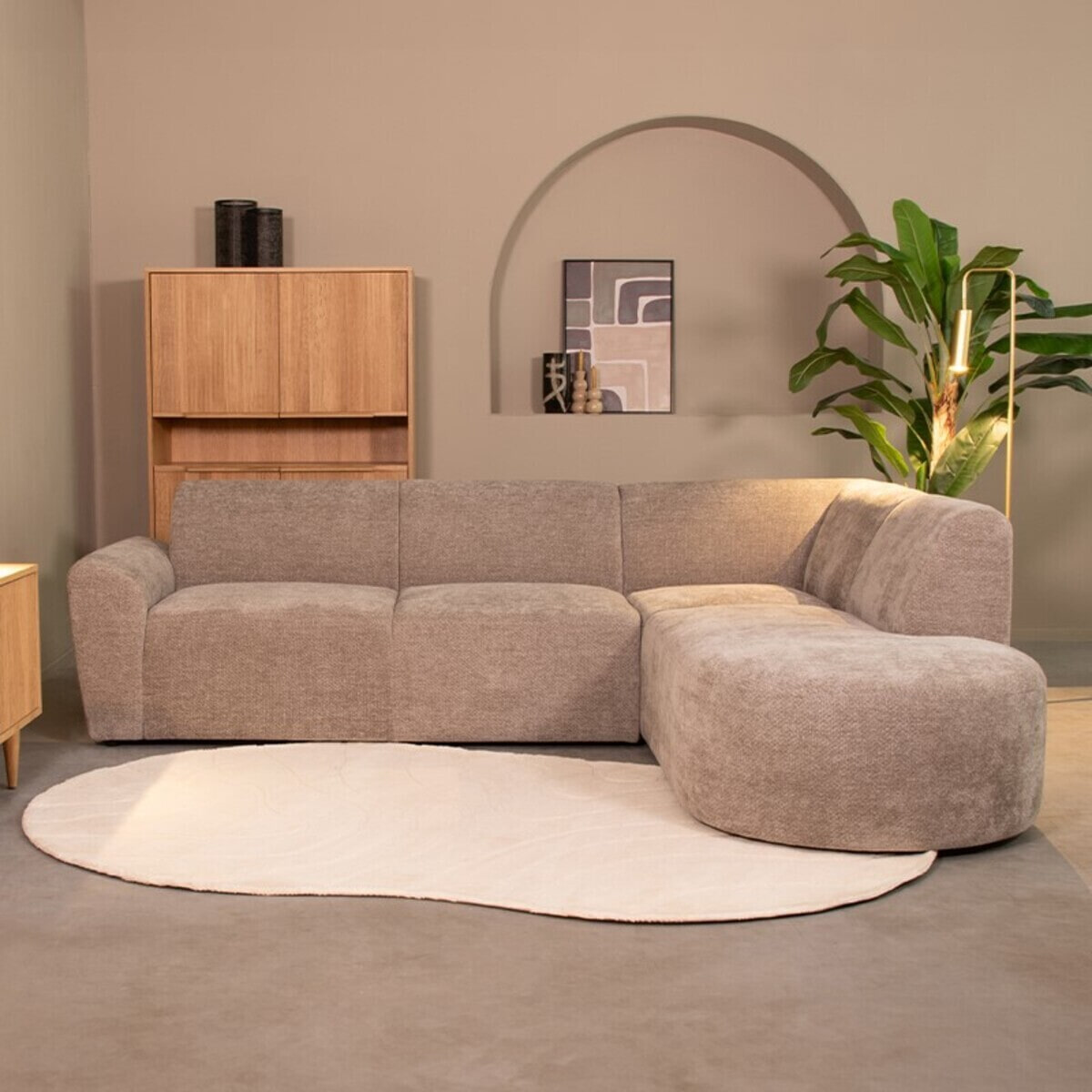 LABEL51 Loungebank Espen Rechts, Elite stof - Stone