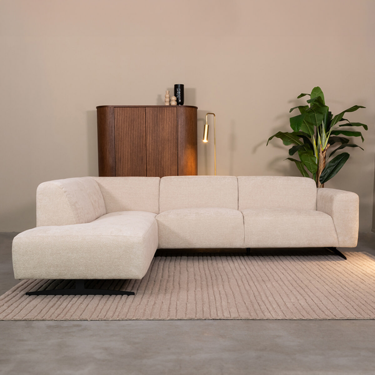 LABEL51 Hoekbank Rodano Links, Elite stof - Naturel