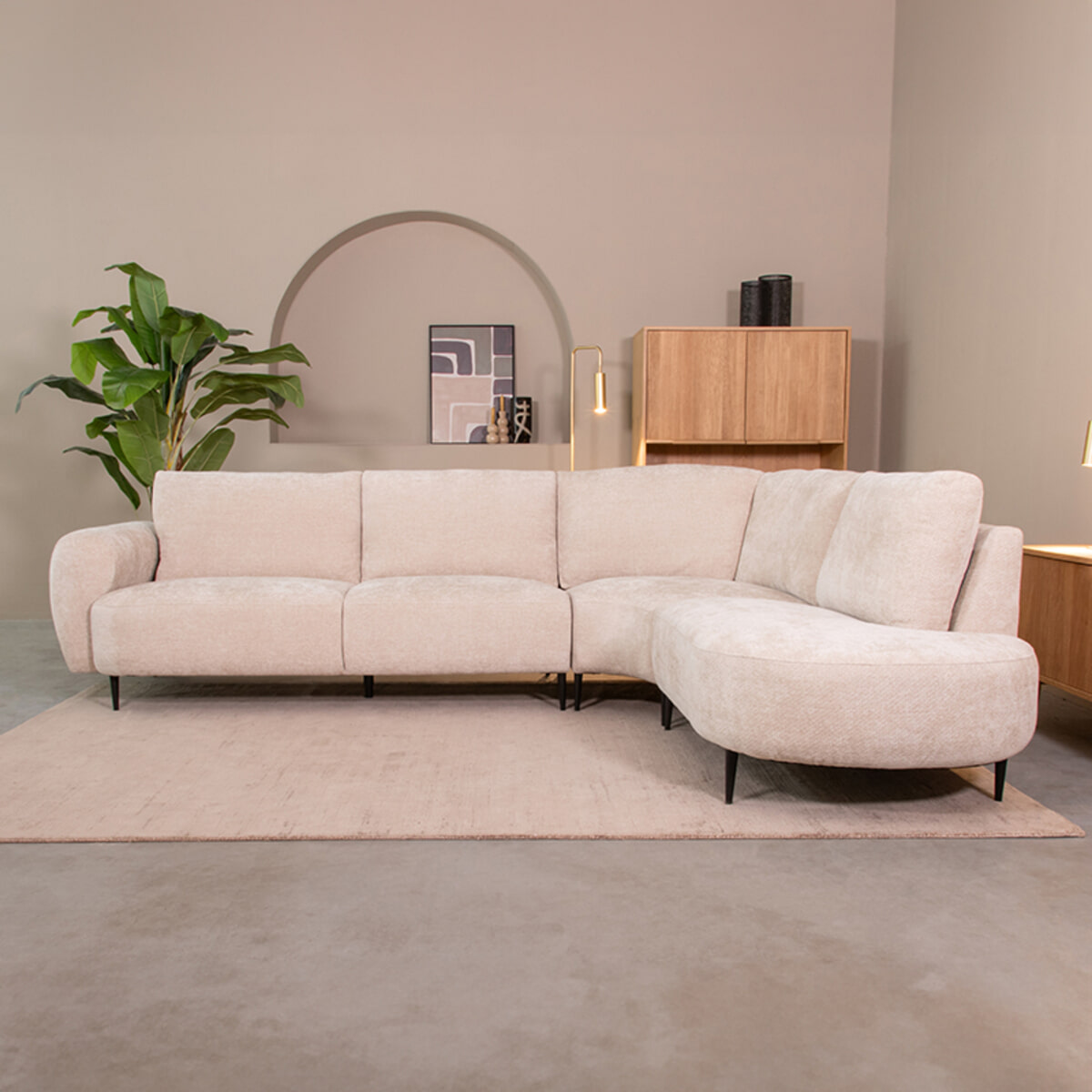 LABEL51 Hoekbank Milano Rechts, Elite stof - Naturel