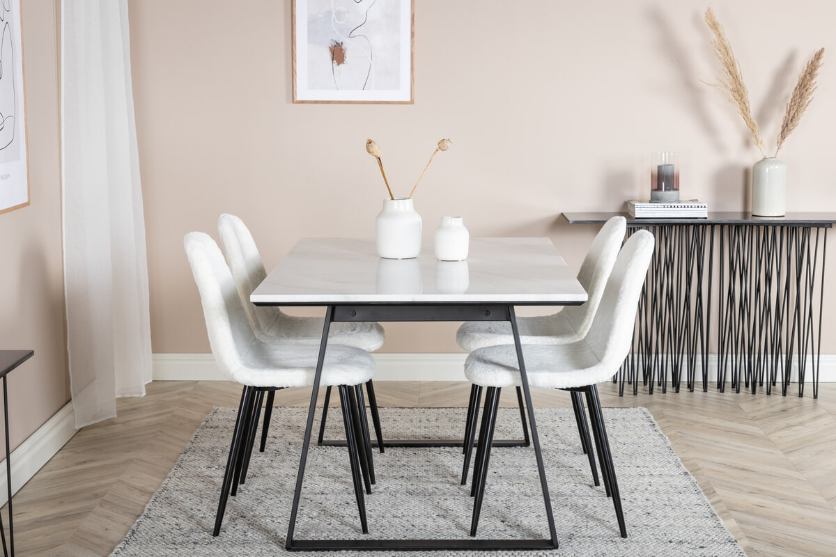 Nohr Eettafel 'Lenton' Marmer, 140 x 90cm, kleur Wit