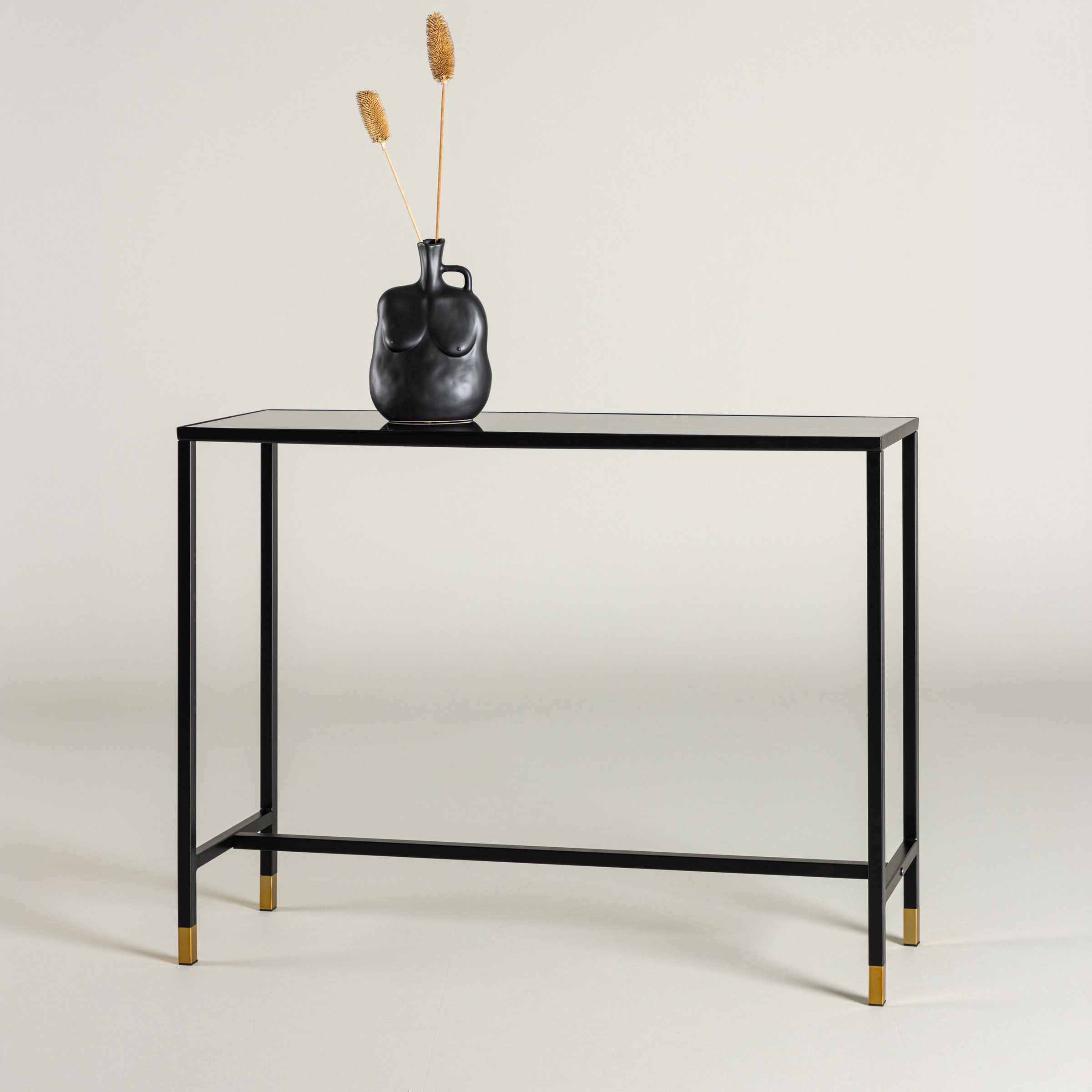 Nohr Sidetable Shaindy Marmerlook, 100cm - Zwart