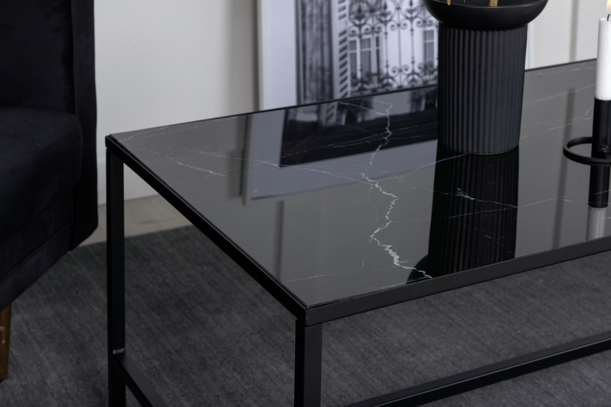 Nohr Salontafel 'Shaindy' Marmerlook, 130 x 60cm, kleur Zwart