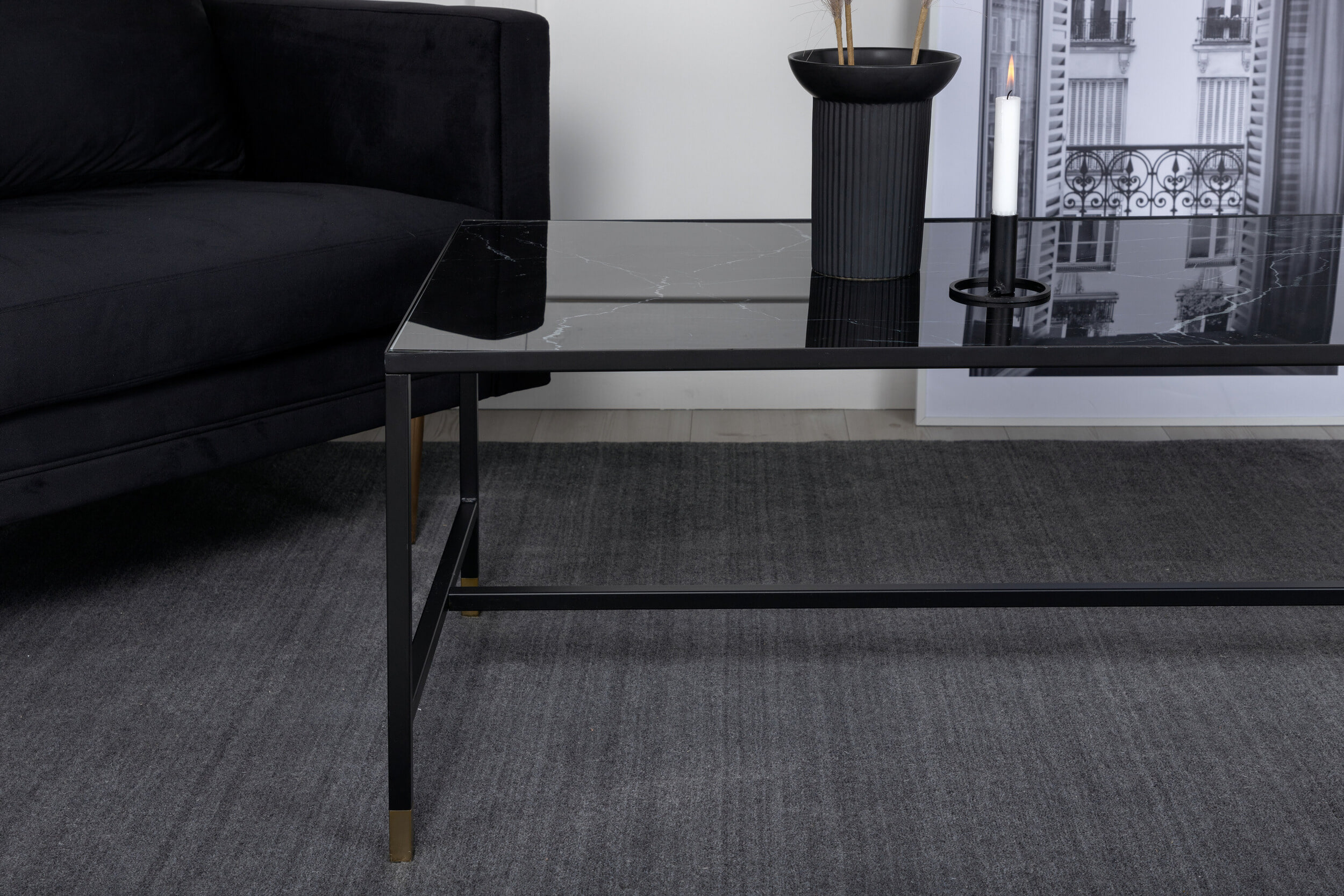 Nohr Salontafel 'Shaindy' Marmerlook, 130 x 60cm, kleur Zwart