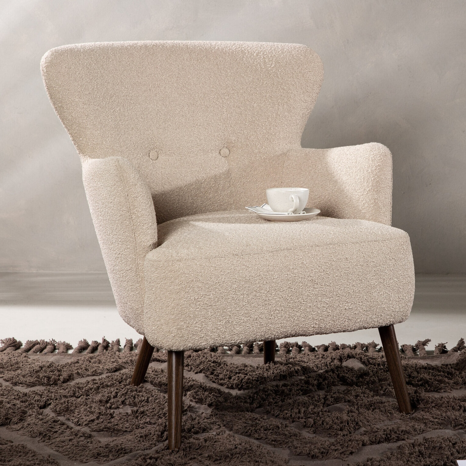 Nohr Fauteuil 'Cerrissa' Bouclé, kleur Beige