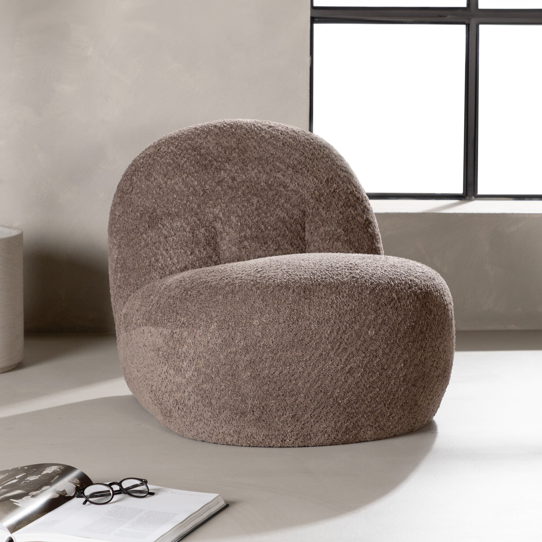 Nohr Fauteuil 'Hadiyah' Bouclé, kleur Bruin