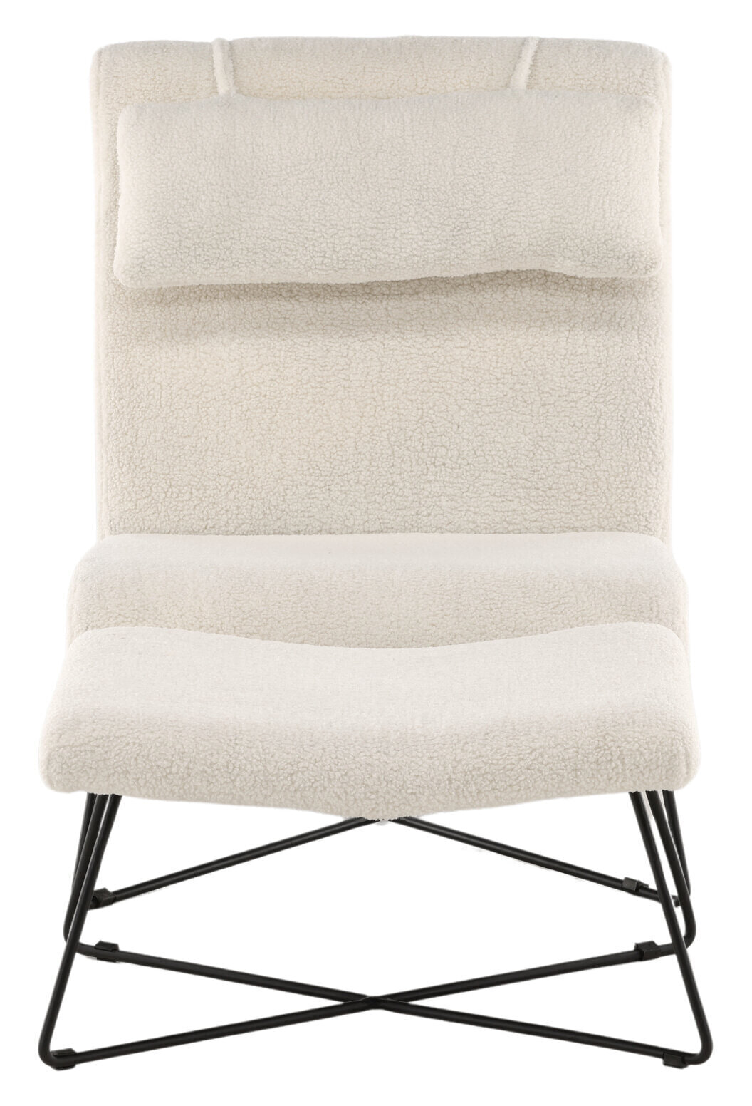 Nohr Fauteuil 'Mikail' Met voetenbank, Bouclé, kleur wit