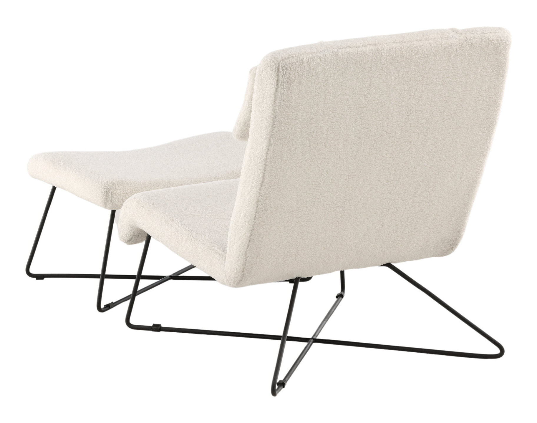 Nohr Fauteuil 'Mikail' Met voetenbank, Bouclé, kleur wit