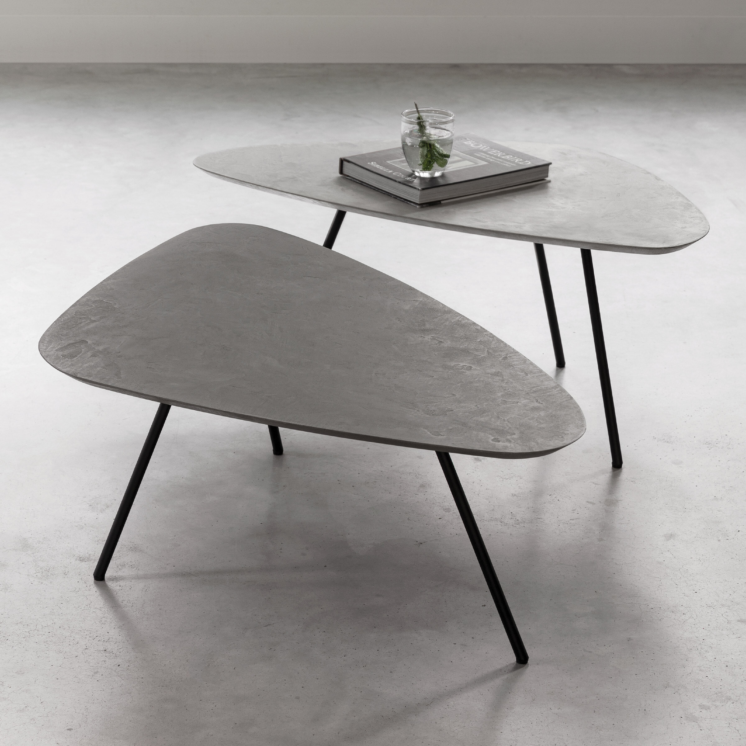 DTP Home Salontafel 'Plectro' Betonlook, Set van 2 stuks, kleur Grijs