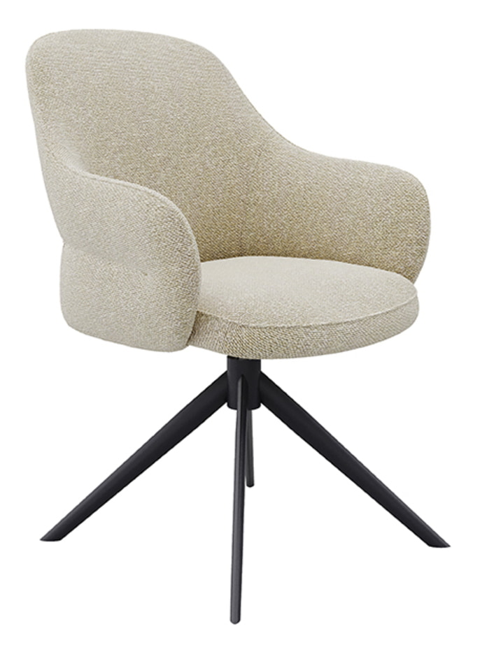 LABEL51 Draaibare Eetkamerstoel 'Bern' Bouclé, kleur Naturel