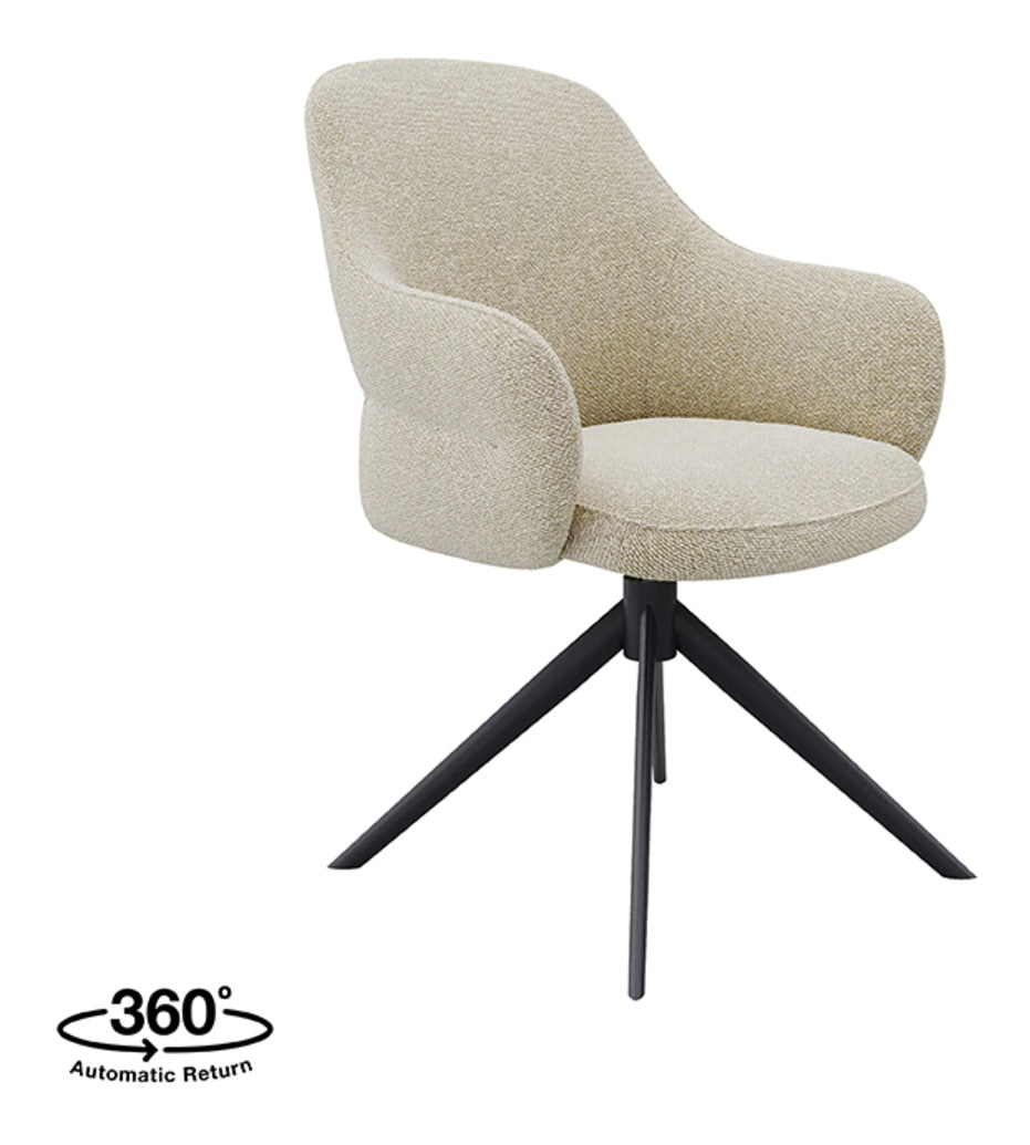 LABEL51 Draaibare Eetkamerstoel 'Bern' Bouclé, kleur Naturel