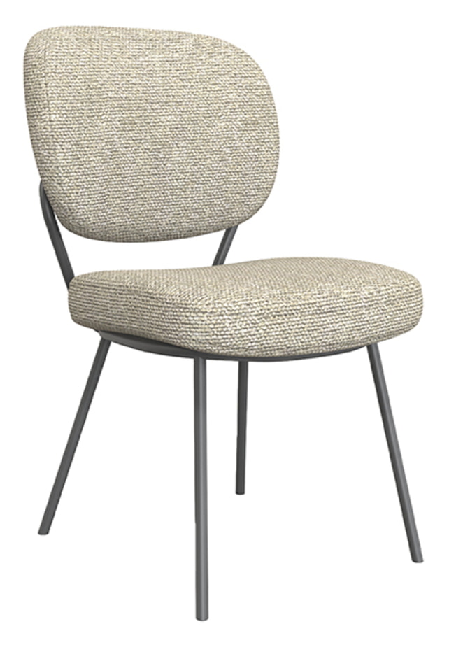 LABEL51 Eetkamerstoel 'Singapore' Bouclé, kleur Naturel/Zwart
