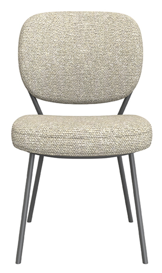 LABEL51 Eetkamerstoel 'Singapore' Bouclé, kleur Naturel/Zwart