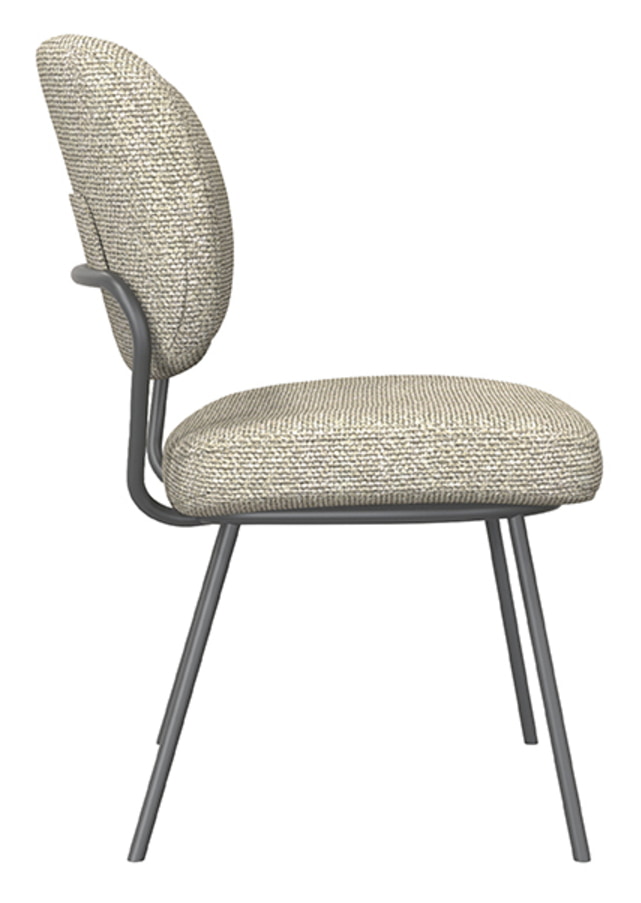 LABEL51 Eetkamerstoel 'Singapore' Bouclé, kleur Naturel/Zwart