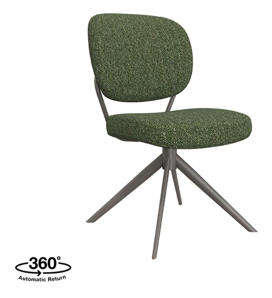 LABEL51 Draaibare Eetkamerstoel 'Geneva' Bouclé, kleur Forest
