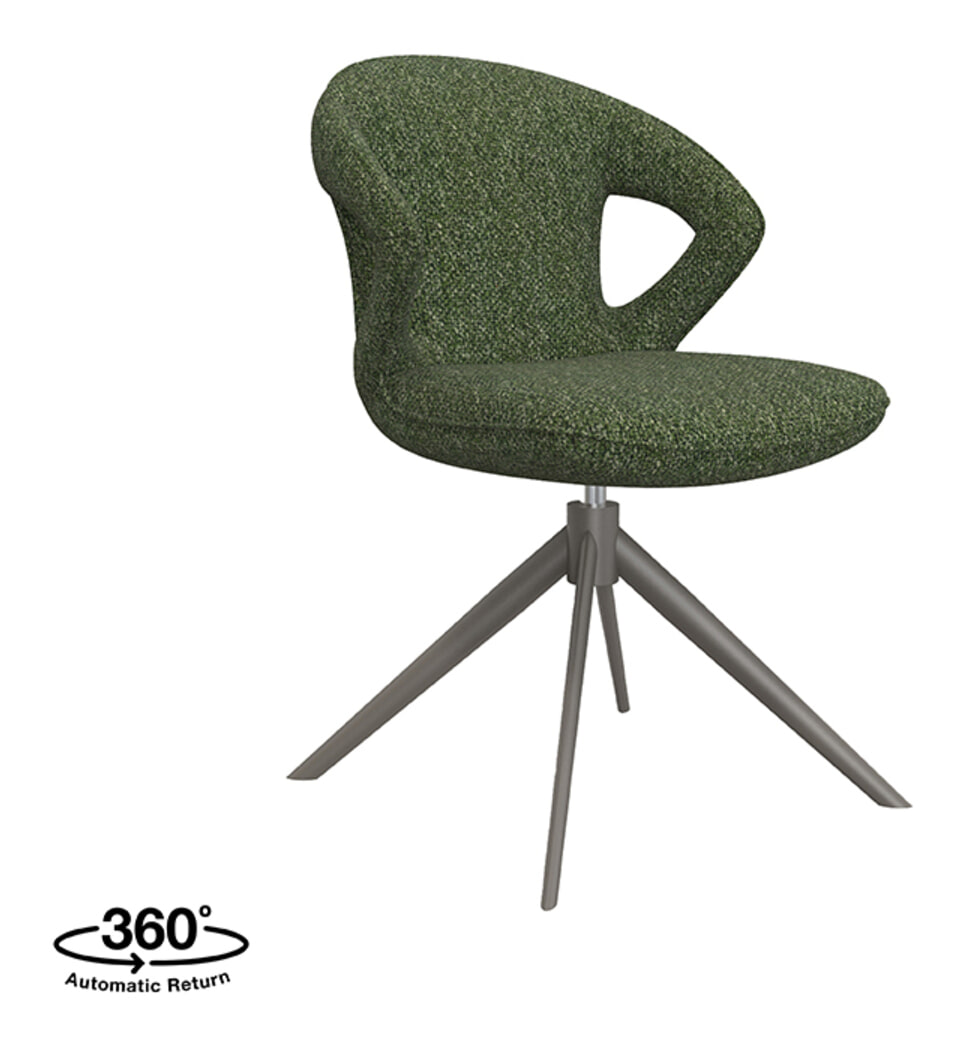 LABEL51 Draaibare Eetkamerstoel 'Zurich' Bouclé, kleur Forest